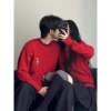Áo đôi len nam nữ màu đỏ Noel Tết mùa đông dày đẹp- Cặp đôi Couple Love C159 4