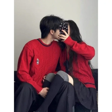 Áo đôi len nam nữ màu đỏ Noel Tết mùa đông dày đẹp- Cặp đôi Couple Love C159 4 Áo đôi len nam nữ màu đỏ Noel Tết mùa đông dày đẹp- Cặp đôi Couple Love C159 4