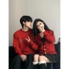 Áo đôi len nam nữ màu đỏ Noel Tết mùa đông dày đẹp- Cặp đôi Couple Love C159 7