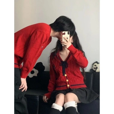 Áo đôi len nam nữ màu đỏ Noel Tết mùa đông dày đẹp- Cặp đôi Couple Love C159 8 Áo đôi len nam nữ màu đỏ Noel Tết mùa đông dày đẹp- Cặp đôi Couple Love C159 8