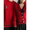 Áo đôi len nam nữ màu đỏ Noel Tết mùa đông dày đẹp- Cặp đôi Couple Love C159 9