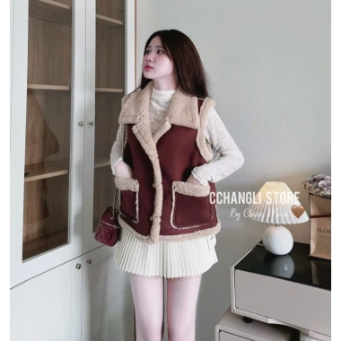 Áo ghile da lộn lót lông dáng rộng dày dặn - Giá chỉ 304.999₫, giảm 76.250₫ 4