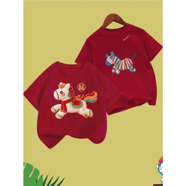 Áo Gia Đình BÍNH NGỌ 2.026 Cotton Đỏ Ngựa May Mắn (8-85kg) Giá 59.900