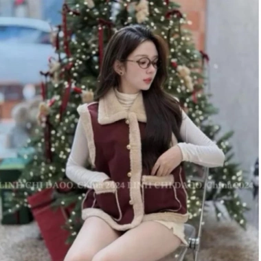 Áo Gile Da Lộn Lót Lông Nhung Form Rộng QC Cao Cấp Women Top - Giá 359.999₫