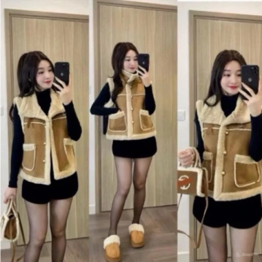 Áo Gile Da Lộn Lót Lông Nhung Form Rộng QC Cao Cấp Women Top - Giá 359.999₫