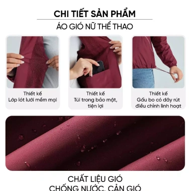 Áo Gió Nữ 2 Lớp Cao Cấp Chống Thấm Nước Cản Gió Trẻ Trung 5GNF04 - Giảm giá 555k 3 Áo Gió Nữ 2 Lớp Cao Cấp Chống Thấm Nước Cản Gió Trẻ Trung 5GNF04 - Giảm giá 555k 3