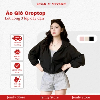 Áo Gió Nữ 2 Lớp Croptop Có Mũ, Chống Nước Nhẹ Nhàng - Giá 299k (Giảm 5% Đến 50k)