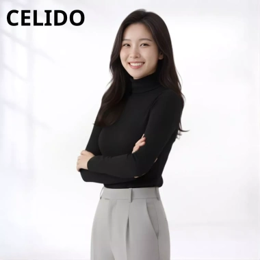 Áo giữ nhiệt CELIDO cổ lọ 6cm cotton dày co giãn, thắt eo tôn dáng, giảm 20% Tết 2.026 6 Áo giữ nhiệt CELIDO cổ lọ 6cm cotton dày co giãn, thắt eo tôn dáng, giảm 20% Tết 2.026 6