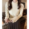 Áo giữ nhiệt nữ ren phối, cổ tròn dài tay phong cách Hàn Quốc, thun cotton mềm, ưu đãi 85k – A444 PANOSI 5