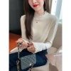 Áo giữ nhiệt nữ ren phối, cổ tròn dài tay phong cách Hàn Quốc, thun cotton mềm, ưu đãi 85k – A444 PANOSI 6