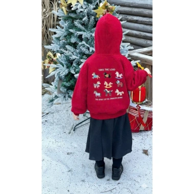 Áo hoodie nỉ bông dày 15-50kg Tết 2.026 thu đông cho bé trai bé gái ấm áp 89.750₫ 4