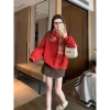 Áo Hoodie Nữ Màu Đỏ Tết Dương Lịch – Con Ngựa Nhỏ, Vải In, Vòng Cổ Tròn Form Rộng, Giá 200k 4
