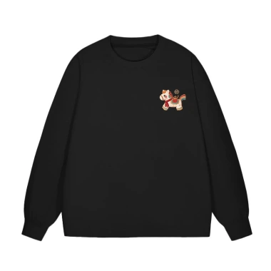 Áo Hoodie Nữ Màu Đỏ Tết Dương Lịch – Con Ngựa Nhỏ, Vải In, Vòng Cổ Tròn Form Rộng, Giá 200k