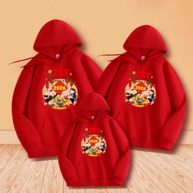 Áo hoodie Tết 2.026 - áo nỉ 5 người, đồng phục Anh Nga, 60.000đ giảm từ 72.000đ Áo hoodie Tết 2.026 - áo nỉ 5 người, đồng phục Anh Nga, 60.000đ giảm từ 72.000đ