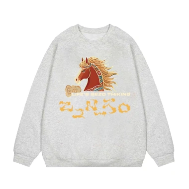 Áo hoodie tròn cổ 2.026 Năm Ngựa màu đỏ - Thu Đông, giá ưu đãi 200k cho Tết Dương lịch 7