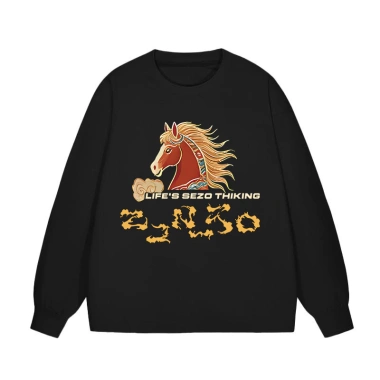 Áo hoodie tròn cổ 2.026 Năm Ngựa màu đỏ - Thu Đông, giá ưu đãi 200k cho Tết Dương lịch 8