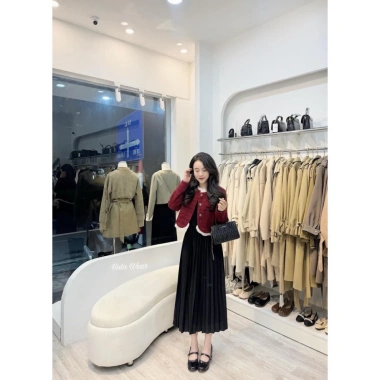 Áo khóa ngoài Dạ Tweed 2 màu Đỏ-Đen, viền Bèo 2 lớp, đệm vai tỉ mỉ - Giá 143.400₫ 2