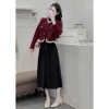 Áo khóa ngoài Dạ Tweed 2 màu Đỏ-Đen, viền Bèo 2 lớp, đệm vai tỉ mỉ - Giá 143.400₫ 3