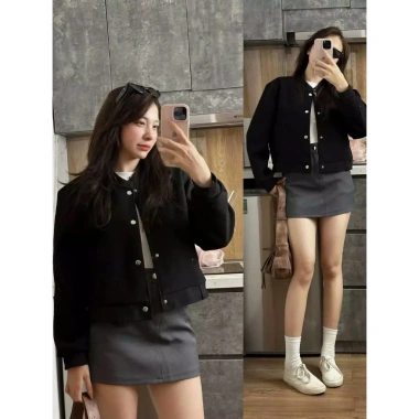 Áo khoác bomber dạ ép dáng ngắn croptop nữ thu đông 2.026 - Giá ưu đãi 159k