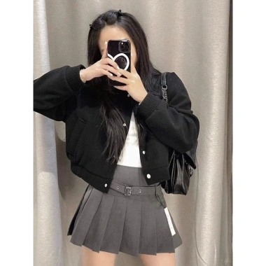 Áo khoác bomber dạ ép dáng ngắn croptop nữ thu đông 2.026 - Giá ưu đãi 159k