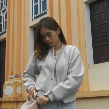 Áo Khoác Bomber Dạ Ép Dáng Ngắn Croptop Nữ Thu Đông Mặc Tết 2.026 Giá 215k 5