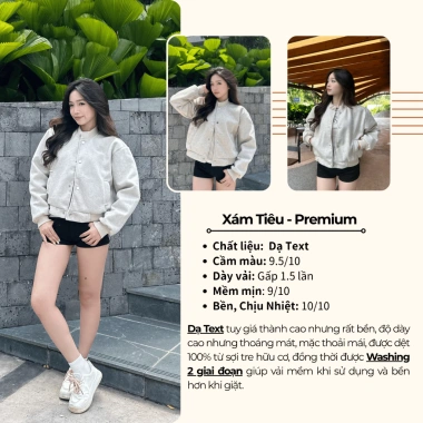 Áo Khoác Bomber Dạ Ép Nữ Dáng Ngắn Croptop Thu Đông - Phong Cách Tết 2.025 Giá 169k 7