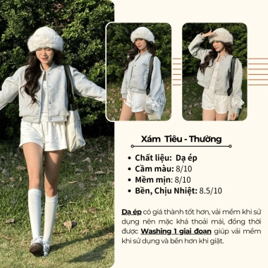 Áo khoác bomber dạ nữ ngắn croptop thu đông – Phong cách tết 2.025, chỉ 236.500₫ 10 Áo khoác bomber dạ nữ ngắn croptop thu đông – Phong cách tết 2.025, chỉ 236.500₫ 10