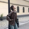 Áo khoác bomber da unisex chống gió, chống nước, siêu ngầu, năng động, thời trang 7