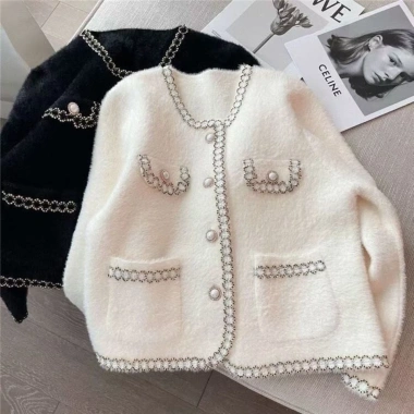 Áo khoác cardigan dạ lông thỏ viền ngọc đính cúc - Hàng Quảng Châu Loại 1 - FREESHIP - Giá chỉ 189.000đ