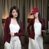 Áo khoác cardigan dài thun co giãn basic thanh lịch, hotgirl mùa thu đông 6