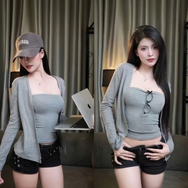 Áo khoác cardigan dài thun co giãn basic thanh lịch, hotgirl mùa thu đông 8