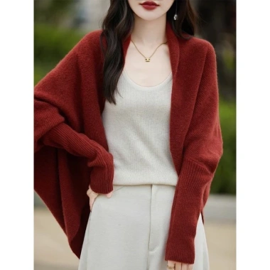 Áo khoác cardigan dệt kim hình kén, tay cánh dơi rộng rãi cho nữ - 203.760 VND 6