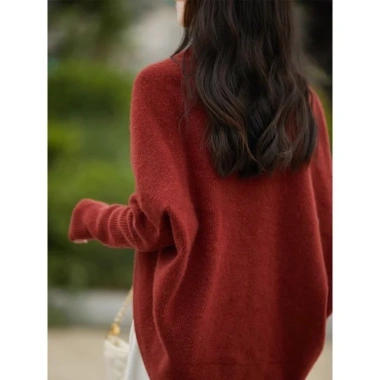 Áo khoác cardigan dệt kim hình kén, tay cánh dơi rộng rãi cho nữ - 203.760 VND 7
