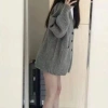 Áo khoác cardigan dệt kim unisex thu đông, màu trơn rộng rãi, giảm 20% - 154.700₫ 3
