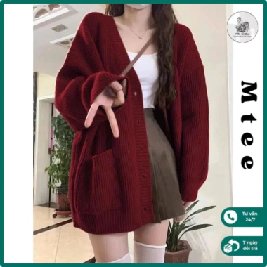 Áo khoác cardigan đỏ rộng Mtee CA14 phong cách Hàn Quốc - Giá chỉ 189.000₫