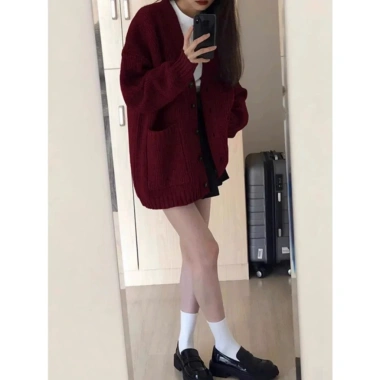 Áo khoác cardigan đỏ rộng Mtee CA14 phong cách Hàn Quốc - Giá chỉ 189.000₫