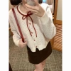 Áo khoác Cardigan len chấm bi + nơ tiểu thư, giao trước Tết, QC Loại 1, chỉ 199k
