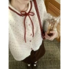 Áo khoác Cardigan len chấm bi + nơ tiểu thư, giao trước Tết, QC Loại 1, chỉ 199k 7