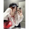 Áo khoác cardigan len chấm bi và nơ phong cách tiểu thư - Giao trước Tết, hàng QC Loại 1, giảm còn 179k 3