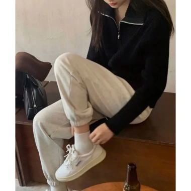 Áo khoác cardigan len dệt kim thu đông QCCC Khóa cổ bẻ phong cách Hàn Quốc, giao trước Tết, chỉ 179.000₫