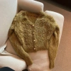 Áo khoác cardigan len lông thỏ cổ V khuy đồng tiểu thư sang chảnh cỡ lớn DABA SP25 5