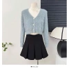 Áo khoác cardigan ngắn dài tay QCCC RUBY, len lông thỏ mịn, cổ V, màu trắng và đen, giá chỉ 243k 3