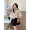 Áo khoác cardigan ngắn dài tay QCCC RUBY, len lông thỏ mịn, cổ V, màu trắng và đen, giá chỉ 243k 8