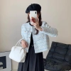 Áo khoác caro xanh dương dạ tweed nữ mỏng nhẹ, cardigan ôm body phong cách Y2K - 180.400₫