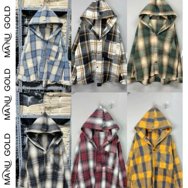 Áo khoác chống nắng nam nữ Flannel Form rộng cotton caro dày dặn - 75.500đ DOKYJI