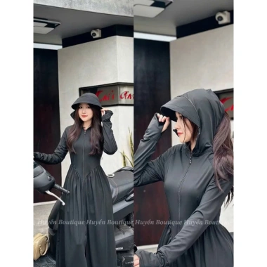Áo khoác chống nắng toàn thân nữ 2 lớp dáng váy, vải thun mịn mát, bảo vệ UV - Huyền Boutiques 2