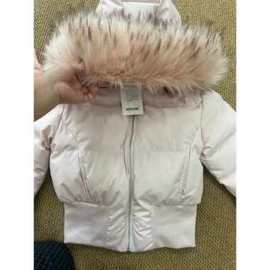 Áo khoác cotton ngắn cổ lông chắp vá Hàn Quốc ấm áp mùa đông giảm giá Tết 480k