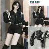 Áo khoác croptop da bomber viền vai trắng Teddy hottrend siêu thịnh hành, giá 115k 7