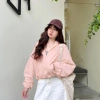 Áo khoác croptop nữ 2 lớp gió nhăn chống nắng che mưa dây rút mũ trùm thể thao – 109k