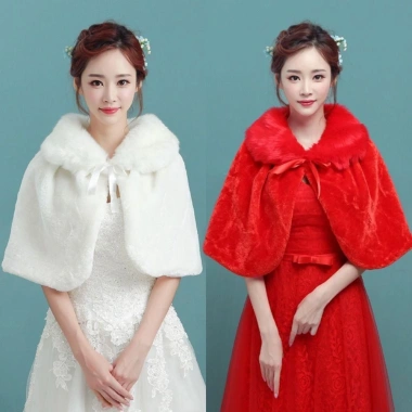 Áo khoác cưới mùa đông trắng thanh lịch - Bọc cô dâu, khăn choàng, giá ưu đãi 188.892₫ 8